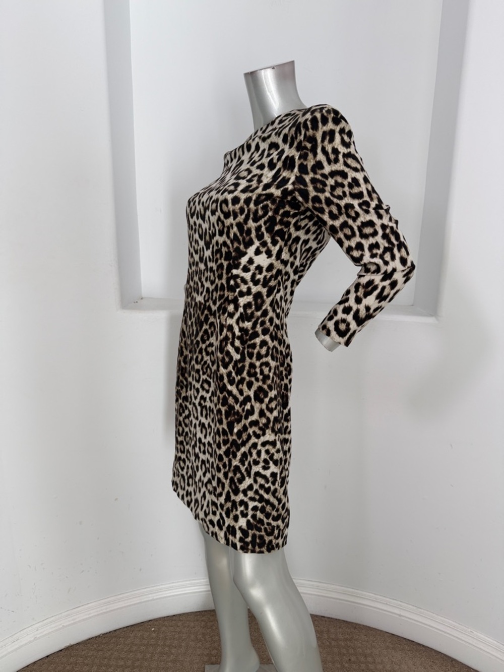 rag & bone Leopard Print Silk Long Sleeve Sheath Short Dress Beige/Black Size 6 - Picture 8 of 10
